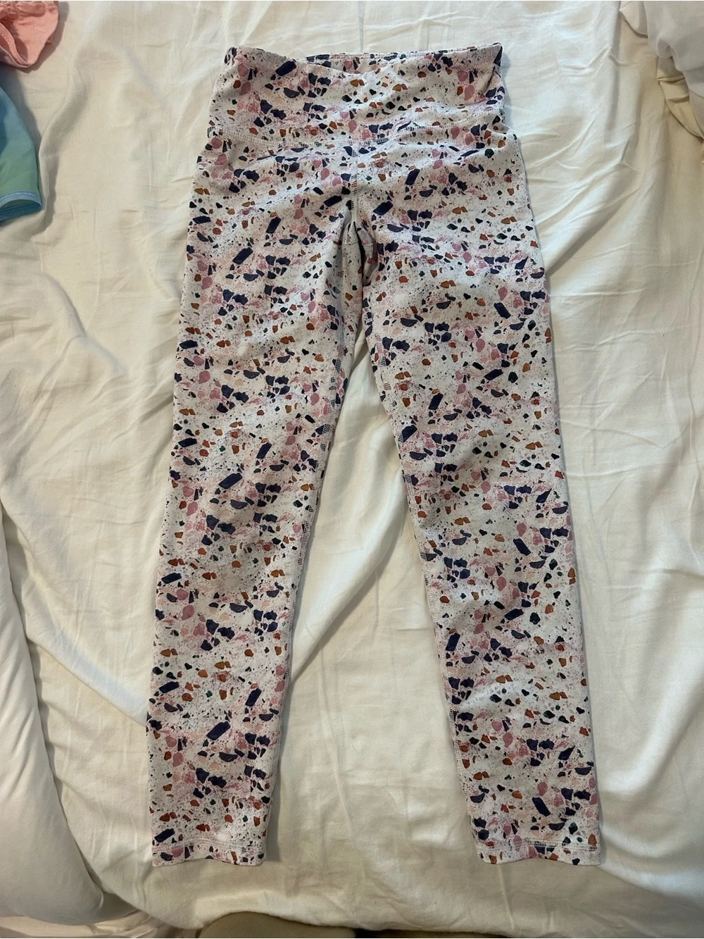 Old Navy Kids Terrazzo Print Leggings - Pink, Navy, Brown